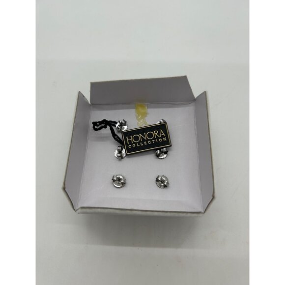 Honora Collection Freshwater Potato Pearl Stud Earrings Set in White Gold Black - Picture 7 of 16